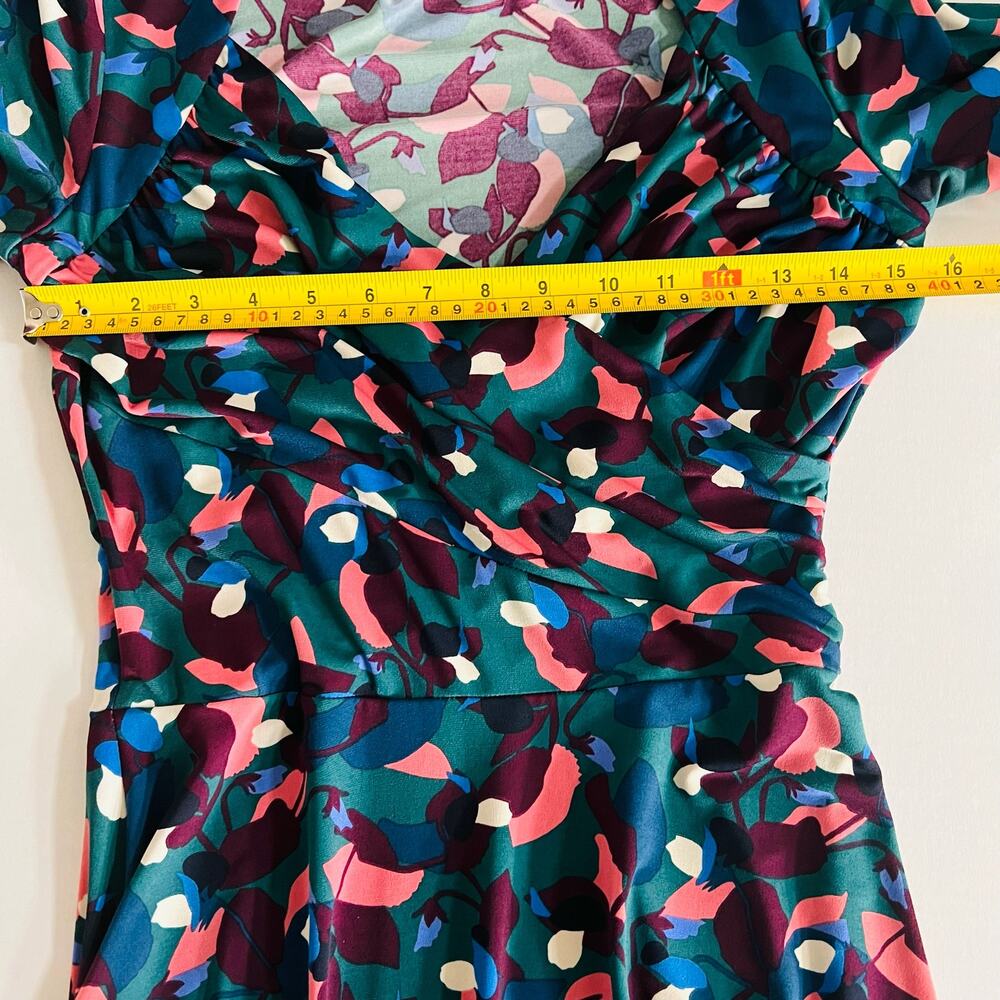 Leota Printed Surplice Neck Three Quarter Sleeve Dress Size S Small - Picture 6 of 8